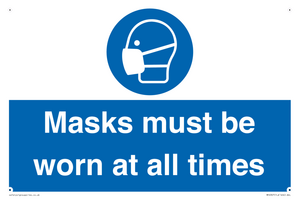 Masks must be worn at all times